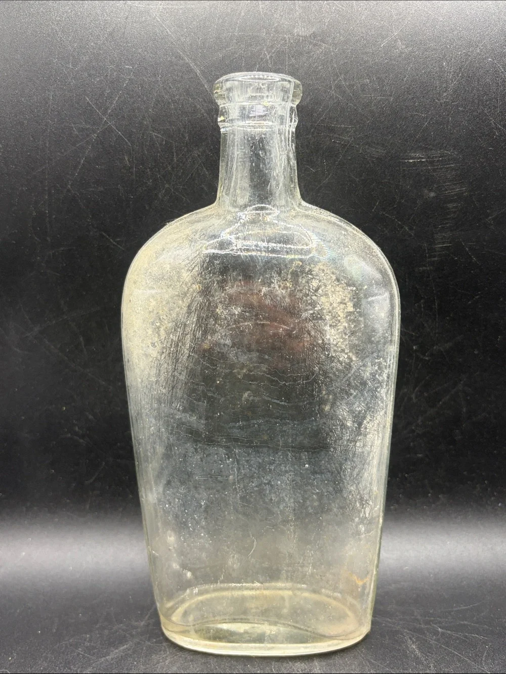 Antique WARRANTED Embossed Glass Flask Bottle Collectible Vessel Americana Decor